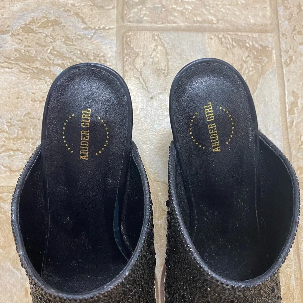 Black Rhinestone Embellished Women's Mules - Picture 2 of 3
